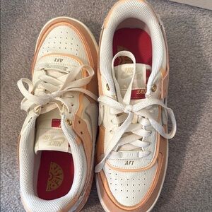 Nike Air Force 1 in Cream and Orange